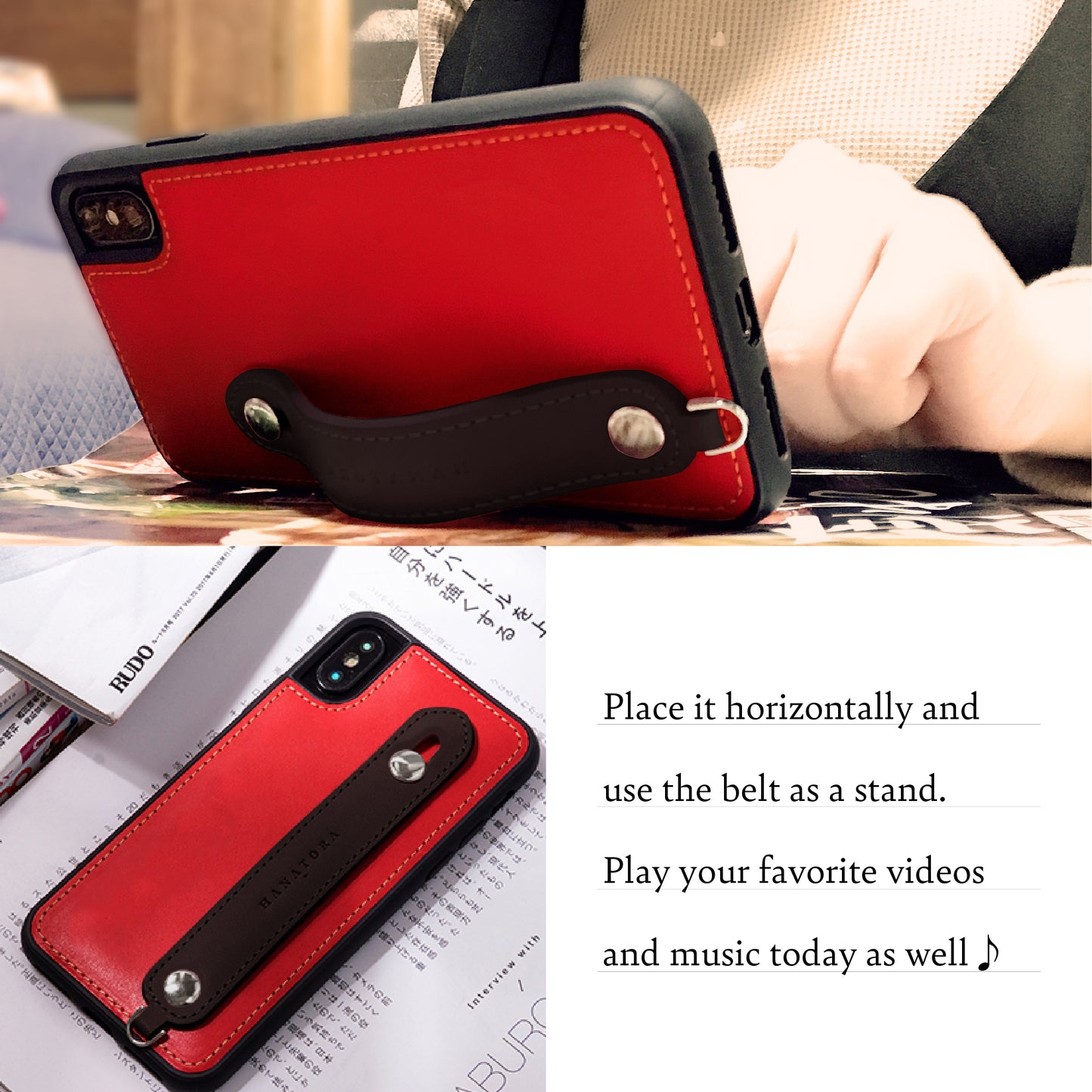 Oiled leather iPhone case with back belt (CGH)