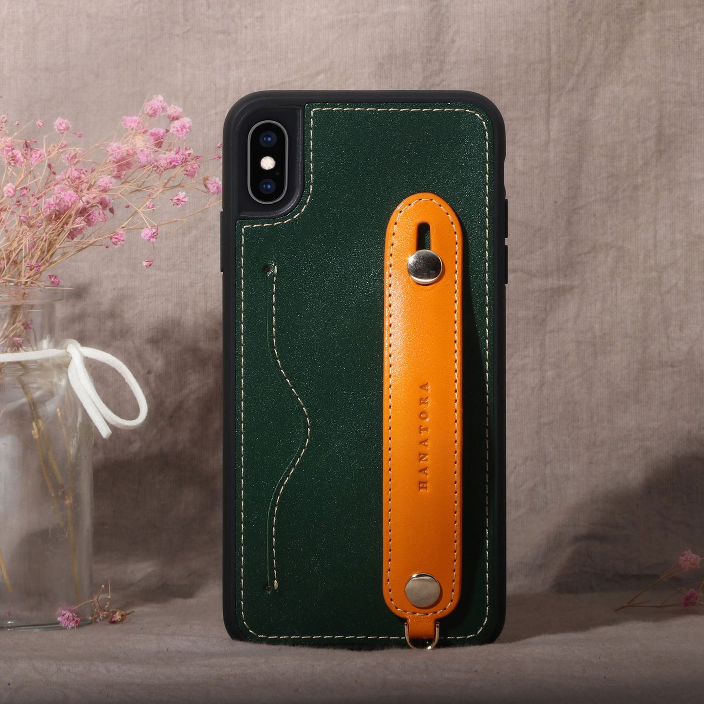 Oiled leather iPhone case with back belt (CGH)