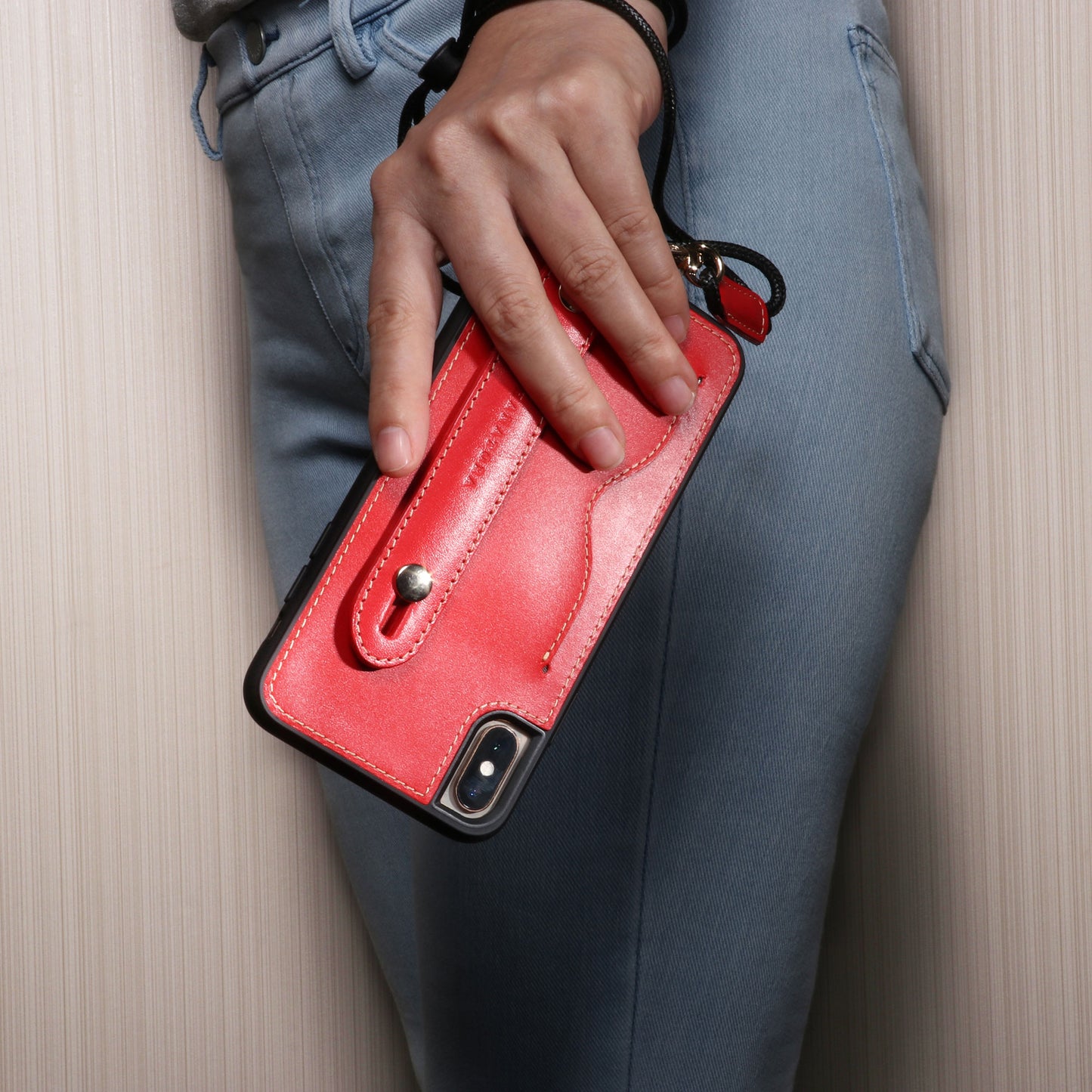 Oiled leather iPhone case with back belt (CGH)