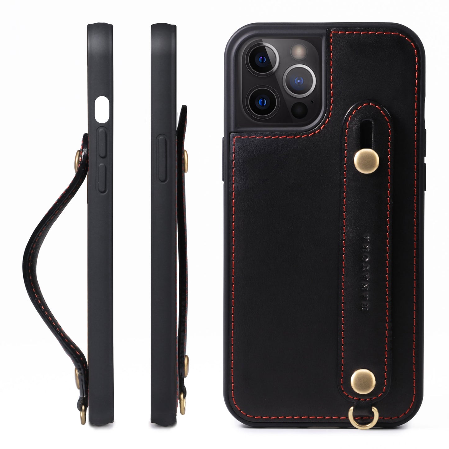 Oiled leather iPhone case with back belt (GH)