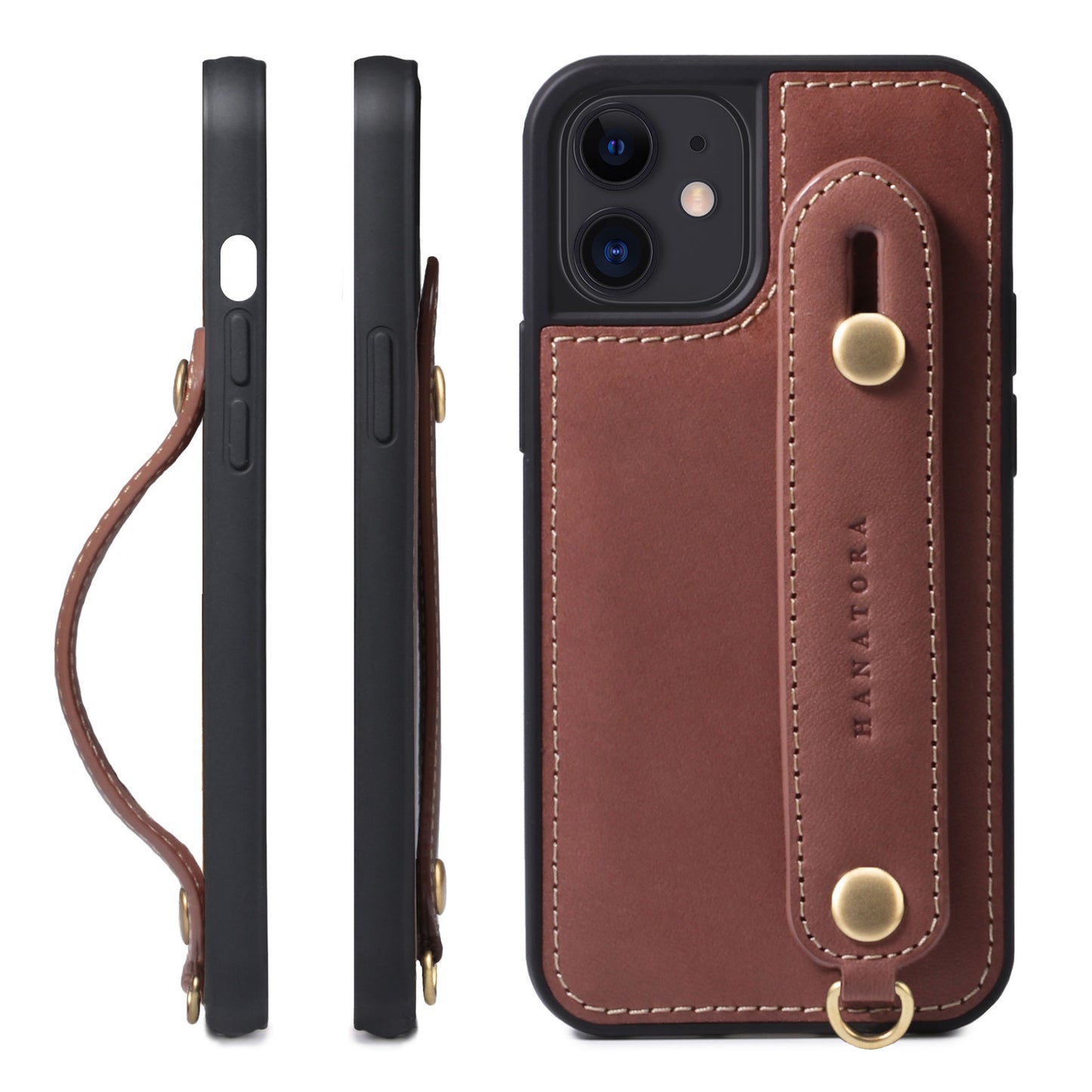 Oiled leather iPhone case with back belt (GH)