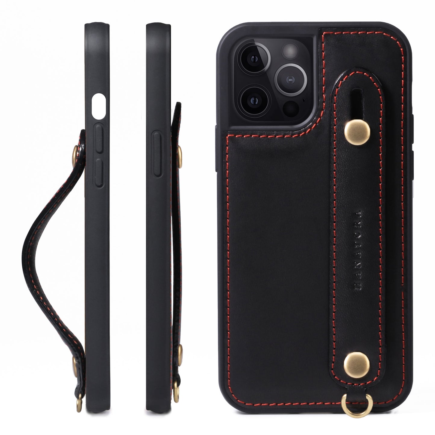 Oiled leather iPhone case with back belt (GH)