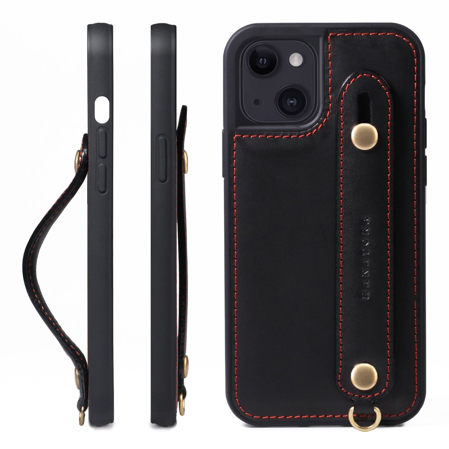 Oiled leather iPhone case with back belt (GH)