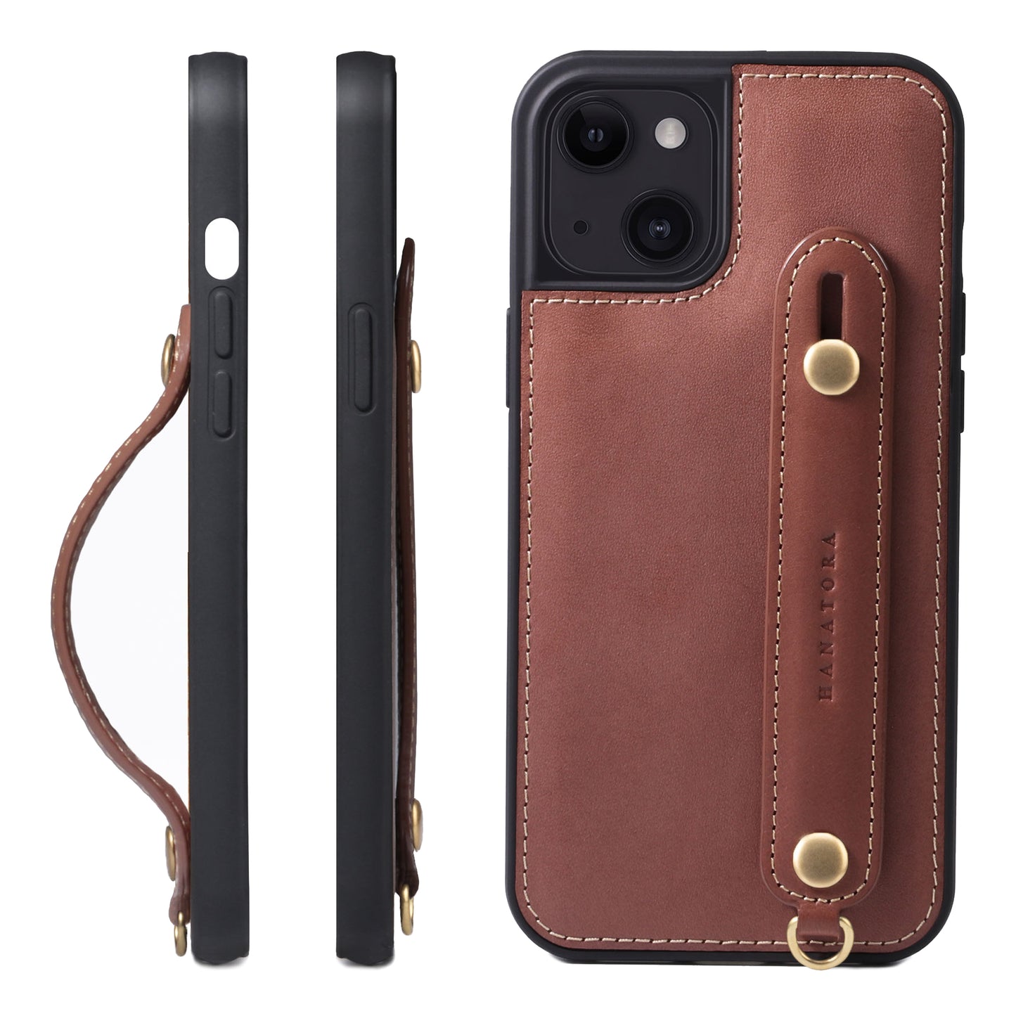 Oiled leather iPhone case with back belt (GH)