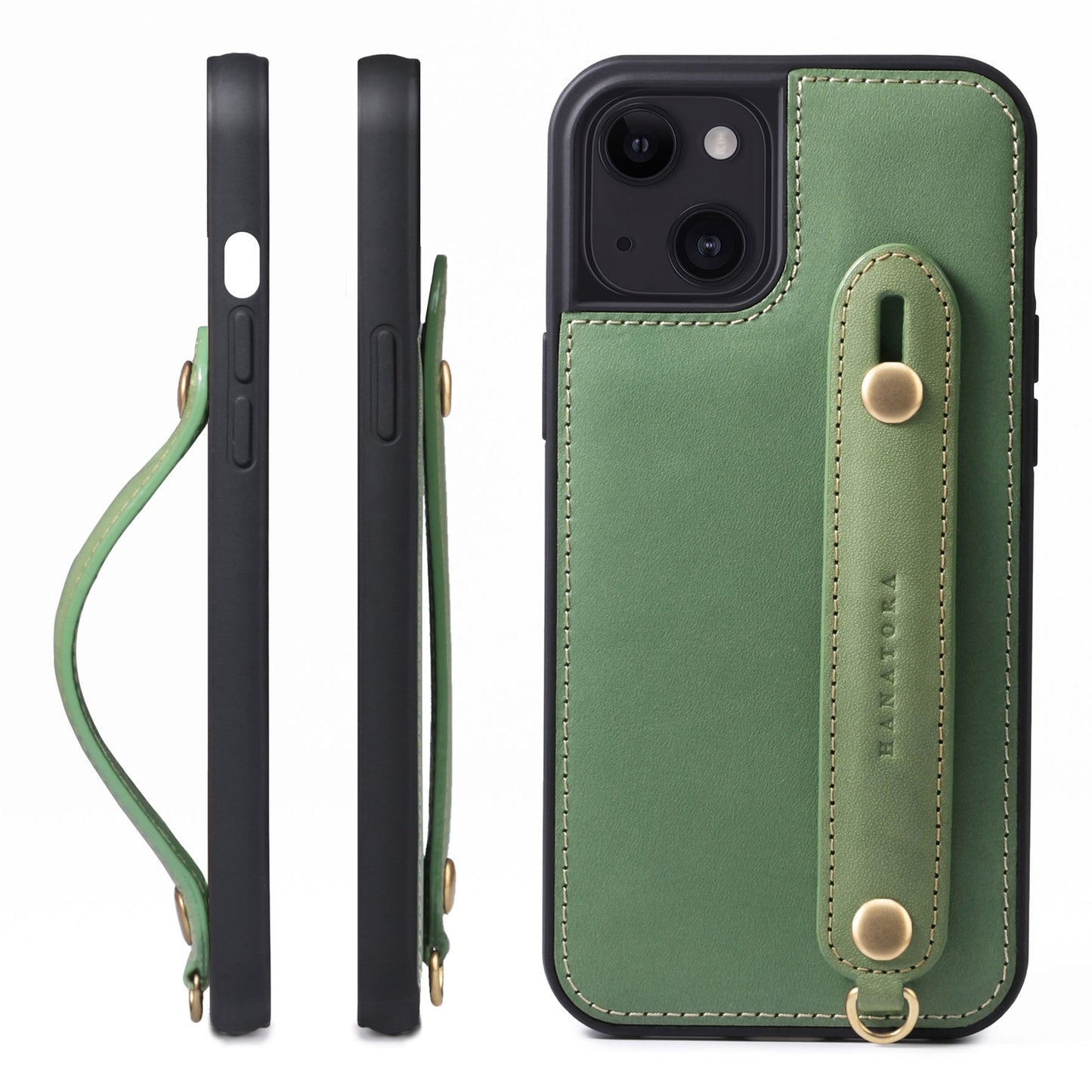 Oiled leather iPhone case with back belt (GH)