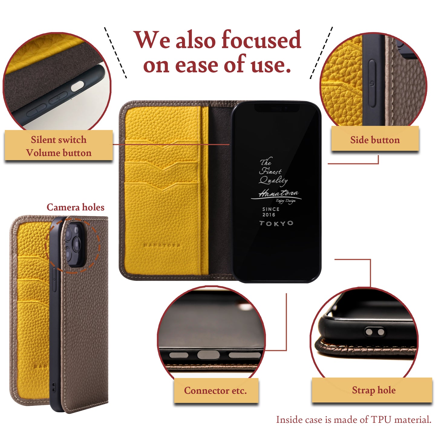 Genuine Leather Flip iPhone case with card holder (PH-X)