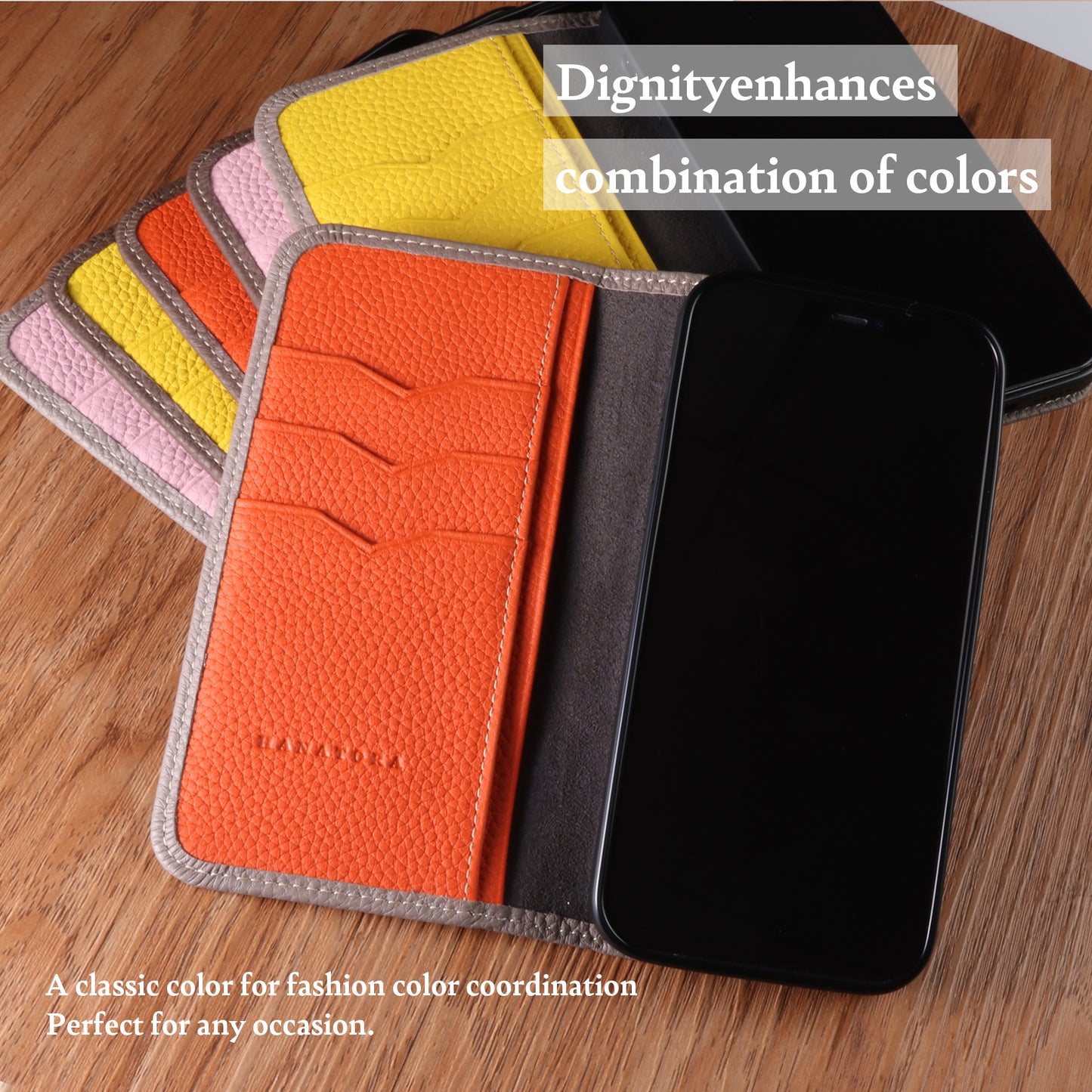 Genuine Leather Flip iPhone case with card holder (PH-X)