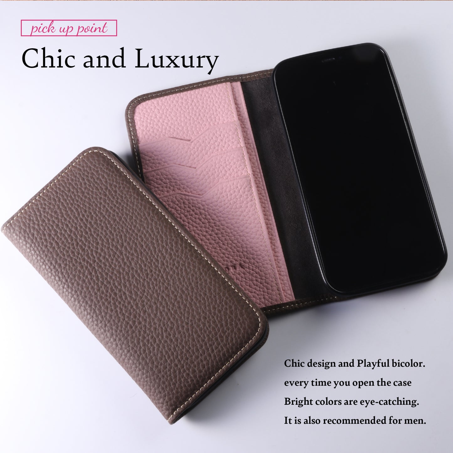 Genuine Leather Flip iPhone case with card holder (PH-X)