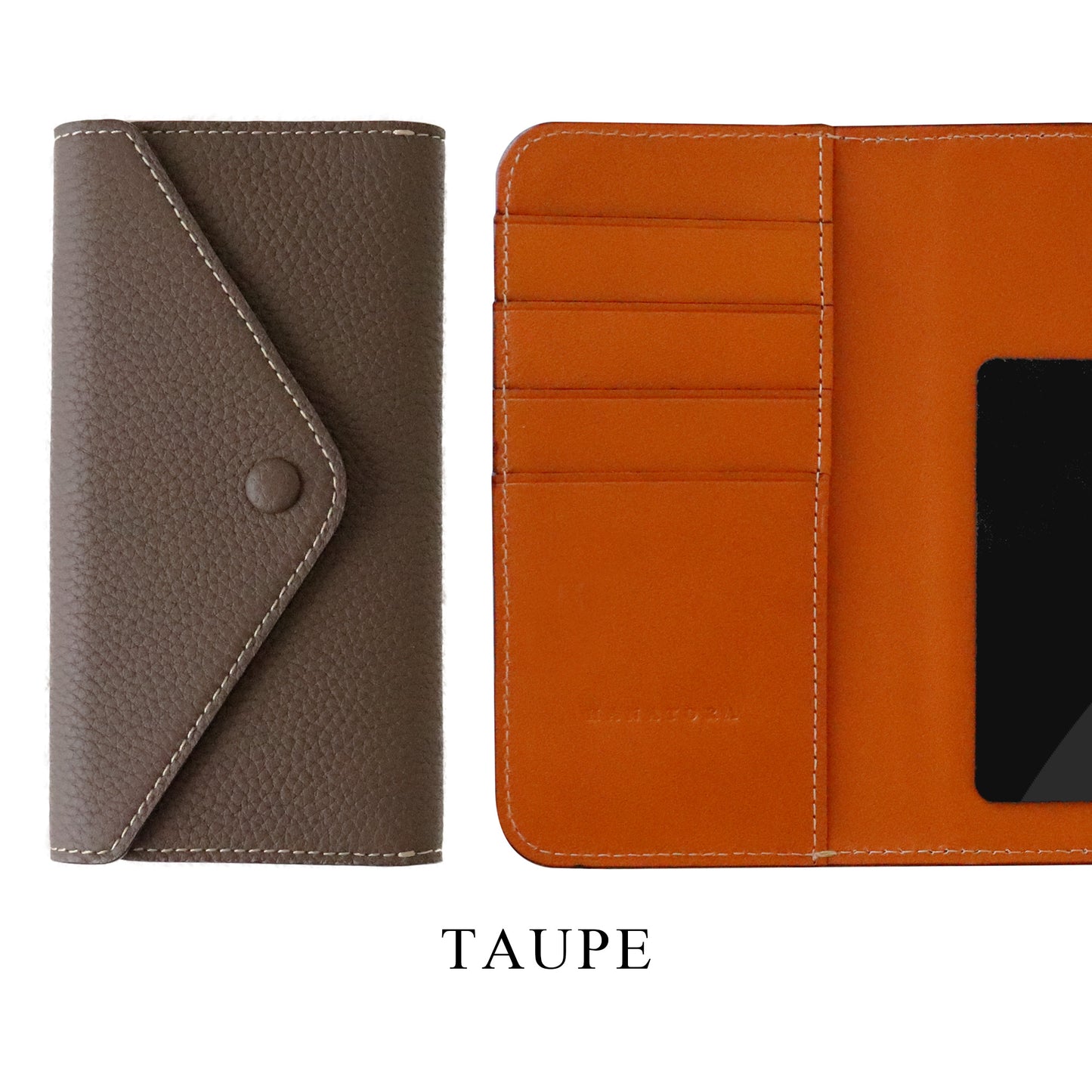 Genuine Leather Tri-fold iPhone case with card holder  (WH)