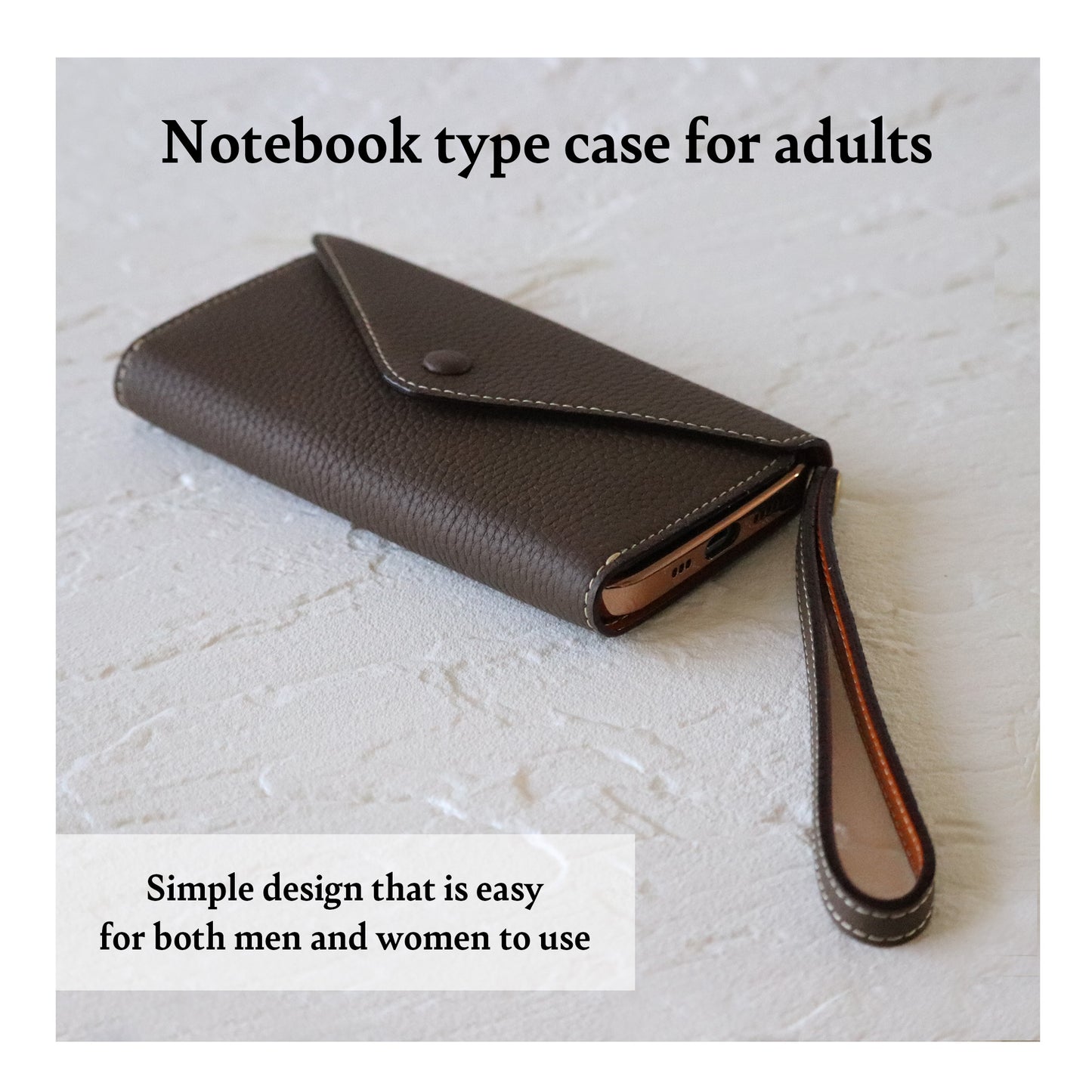 Genuine Leather Tri-fold iPhone case with card holder  (WH)