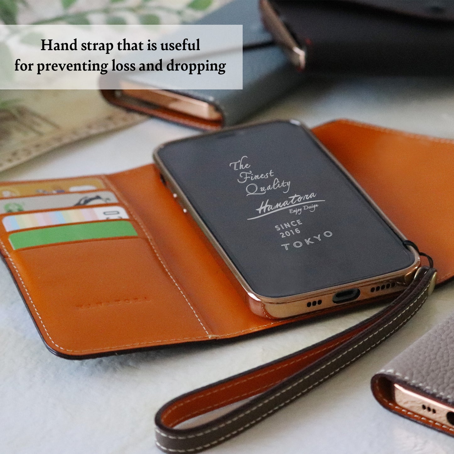 Genuine Leather Tri-fold iPhone case with card holder  (WH)