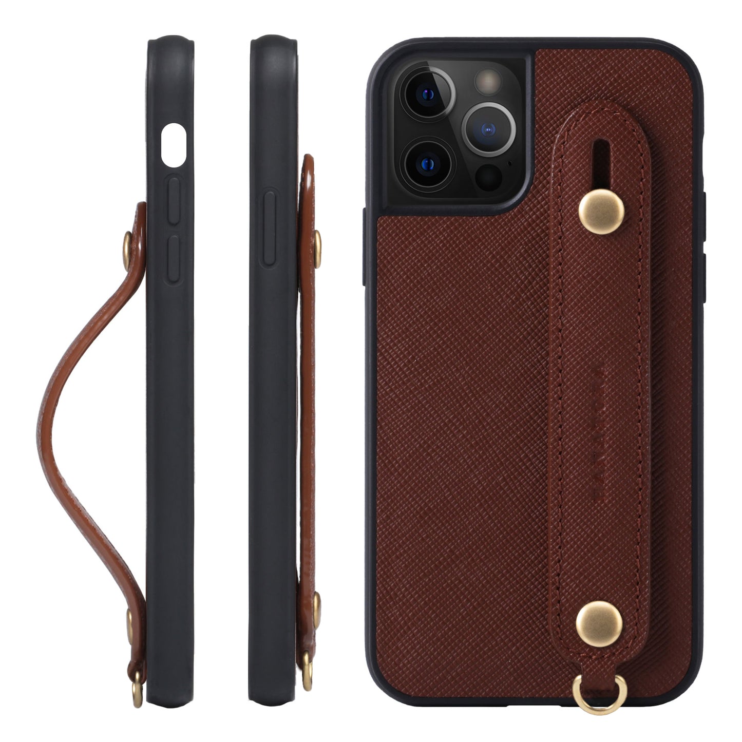 Italian saffiano leather iPhone case with back belt (XGH)