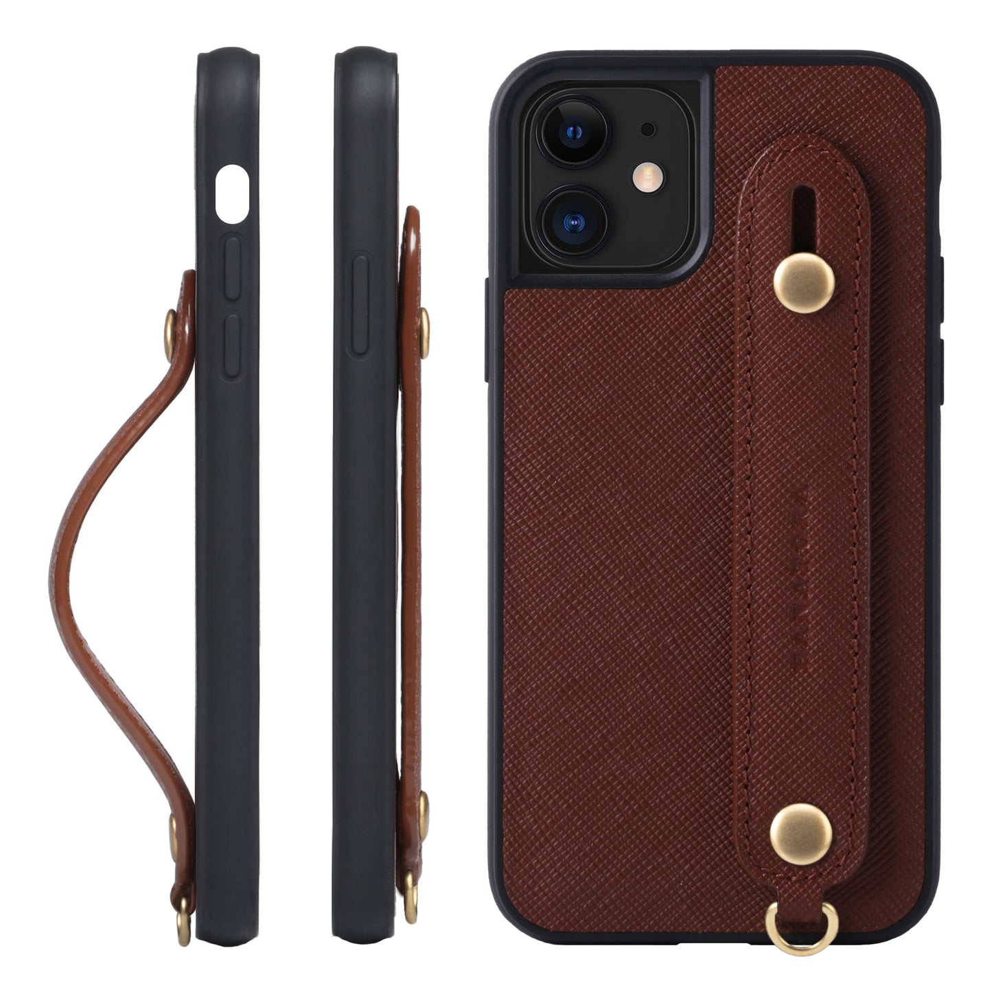 Italian saffiano leather iPhone case with back belt (XGH)