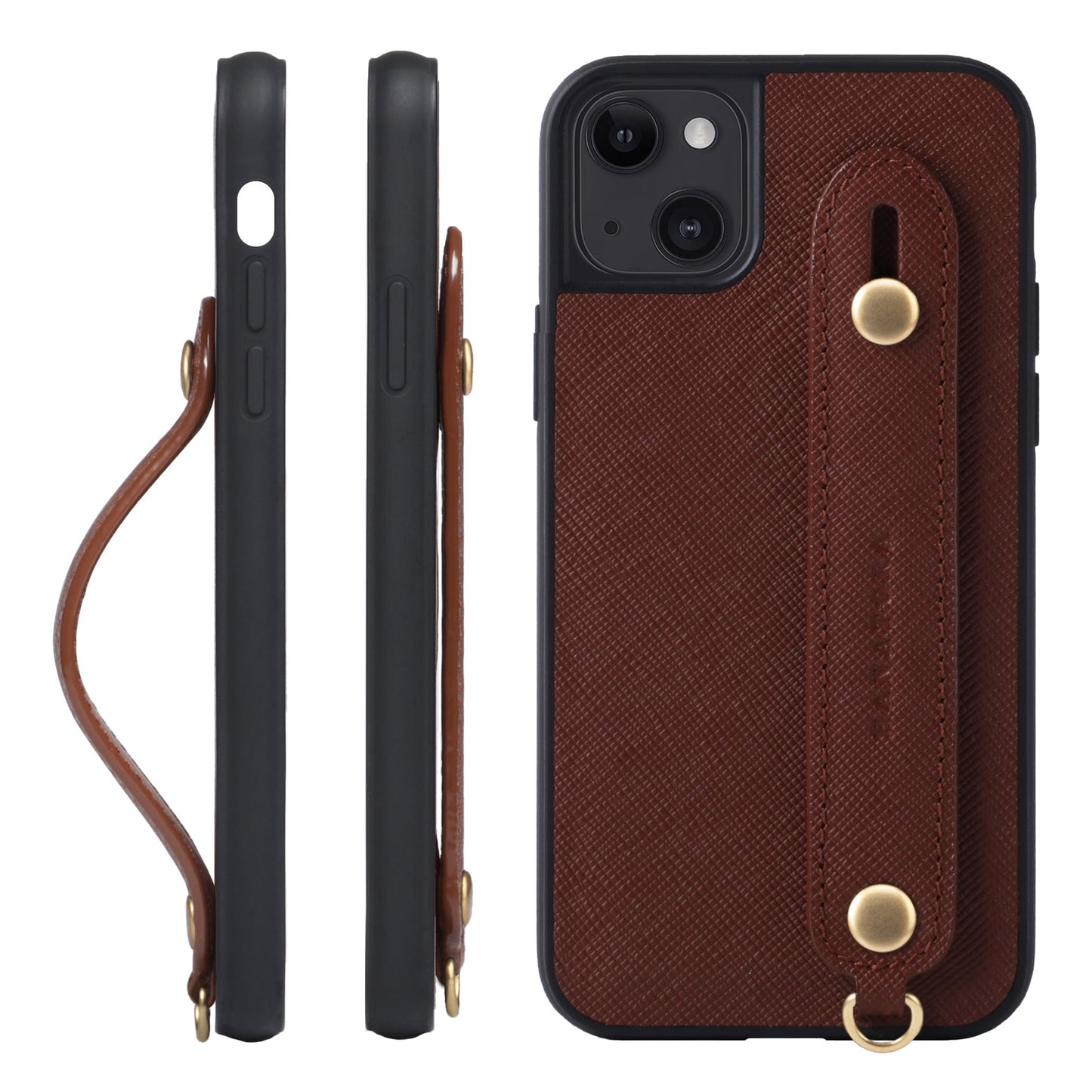 Italian saffiano leather iPhone case with back belt (XGH)