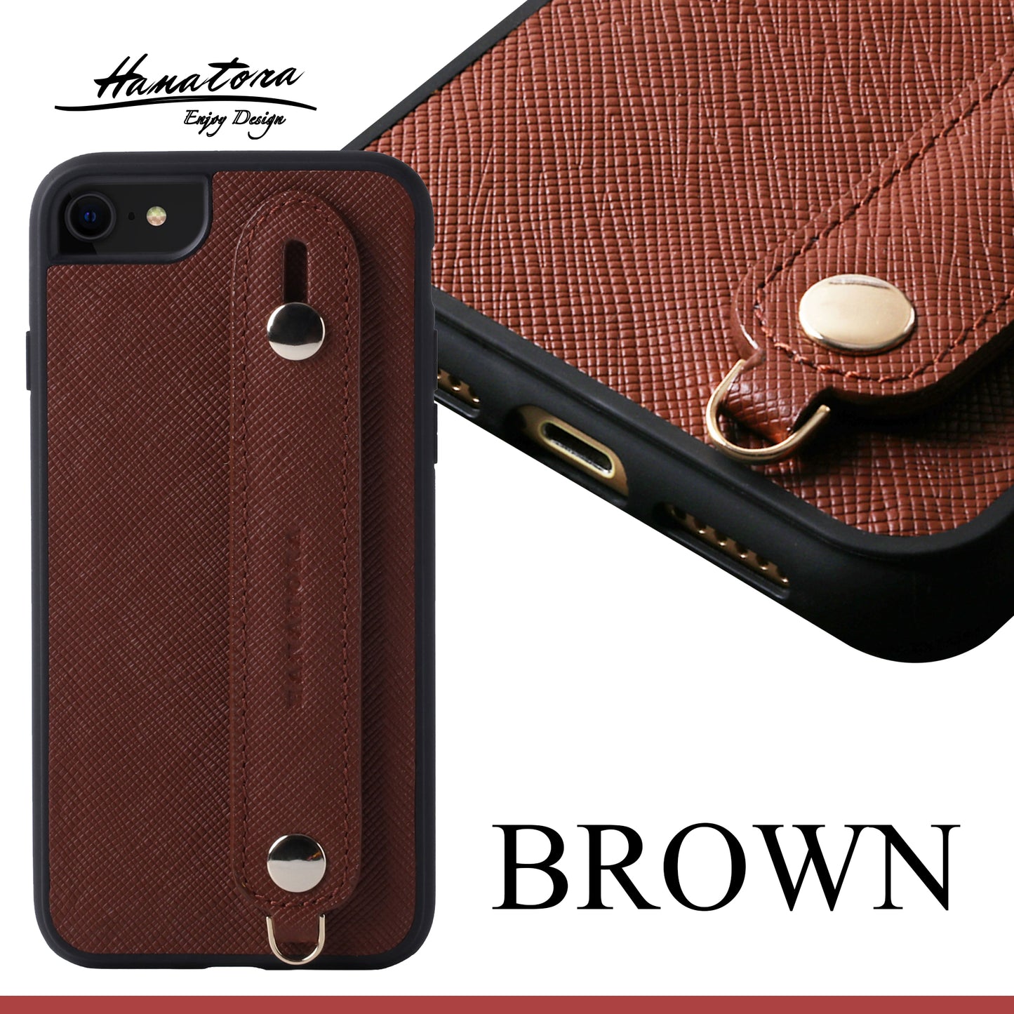 Italian saffiano leather iPhone case with back belt (XGH)