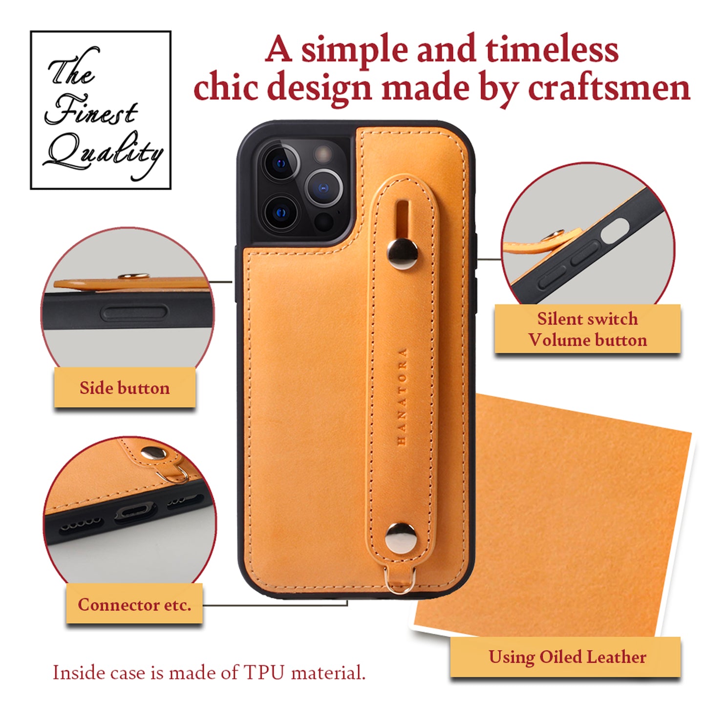 Oiled leather iPhone case with back belt (GH)