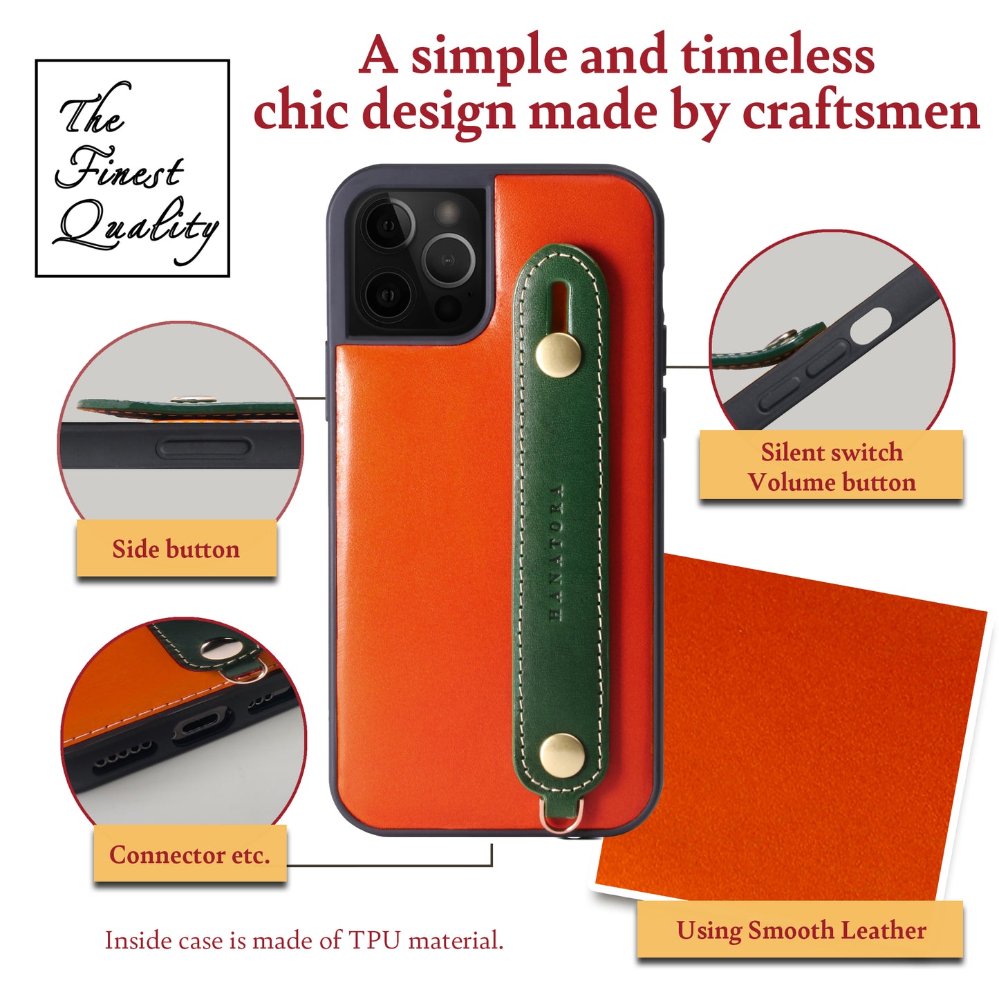 Genuine Leather iPhone case with back belt (TGH)